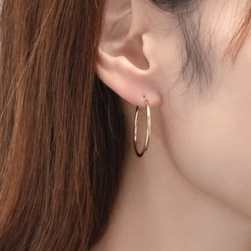 【K18イエローゴールド】フープピアス  2×30㎜