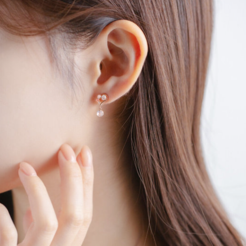 ローズクォーツピアス